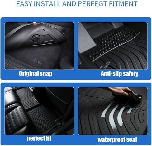 Floor Mats Custom Fit for Ford F150/F-150 Lightning SuperCrew Cab 2015-2024 TPE All Weather Protective Floor Mats,Customized First and Second Row Car Floor Mat Set,Heavy Duty Accessories,Black in Saudi Arabia