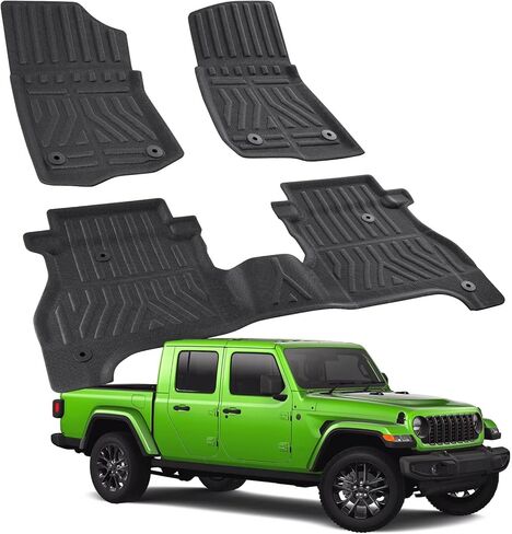 XPE Floor Mats for Jeep Gladiator 2020-2025 2026, All Weather Custom Fit Floor Liners for Jeep Gladiator 2020 2021 2022 2023 2024 2025 Rubber Trunk Mats Accessories in Kuwait
