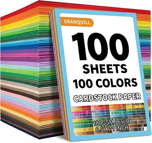100 Colors Assorted Cardstock Printer Paper 8.5 x 11-100 Sheets Colored Construction Paper, Crafting & Scrapbooking - Thick Card Stock for School, Office & DIY Projects & Party Decorations in Saudi Arabia