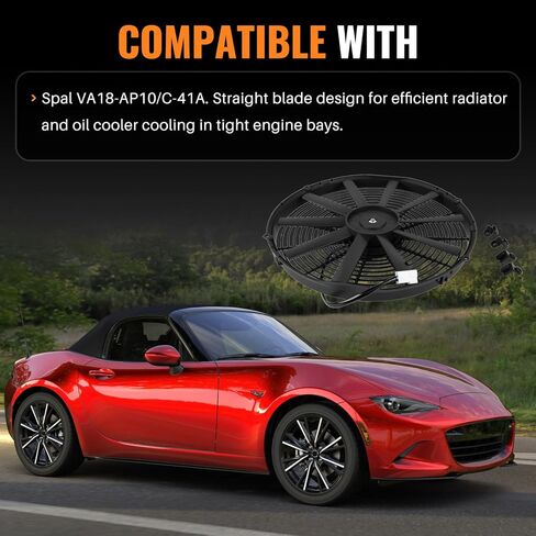 30100400 16" 12V Low Profile Radiator Puller Fan Straight Blade VA18-AP10/C-41A 1074 CFM Compatible with Spal Radiators Oil Coolers Race Cars Restoration in Saudi Arabia