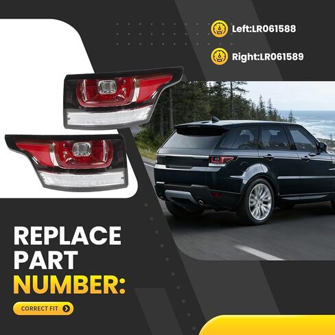 زوج مجموعة مصابيح الذيل متوافقة مع L494 Range Rover Sport 2014-2017 مصباح الذيل الخلفي LR061588 LR061589 in Kuwait