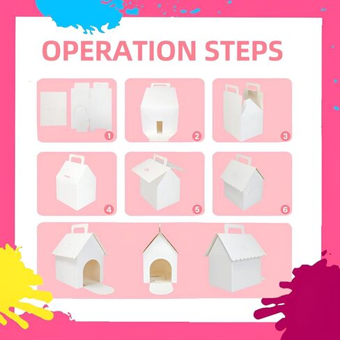 24 Pcs Dog Party Favors Boxes with Handle, Foldable Dog House Shaped Treat Gift Boxes with Holes for Puppy Pet Adoption, Kid DIY Crafting, Birthday Back to School Party Supplies in Saudi Arabia