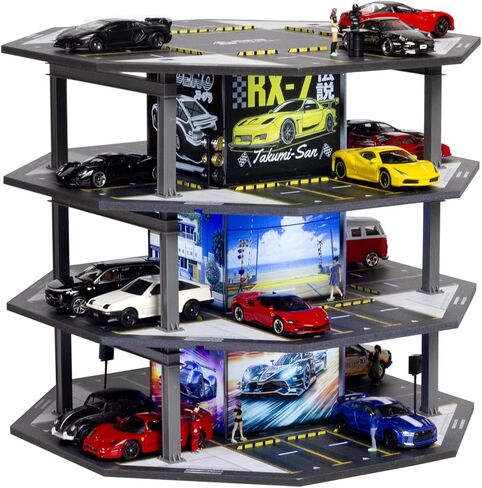 1/64 Scale Display Case 4 Layers 20 Parking Spaces Parking Garage Moldel for Diecast Toy Car Display Case with LED Light Collection Gift in Saudi Arabia