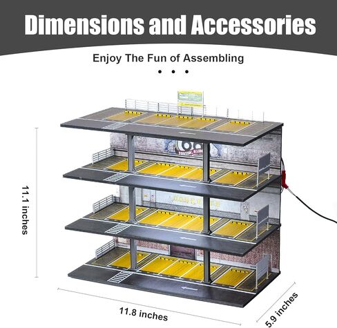 1/64 Scale Display Case 4 Layers 20 Parking Spaces Parking Garage Moldel for Diecast Toy Car Display Case with LED Light Collection Gift in Saudi Arabia