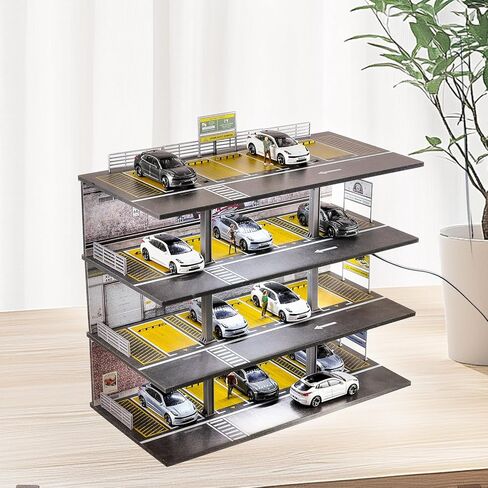 1/64 Scale Display Case 4 Layers 20 Parking Spaces Parking Garage Moldel for Diecast Toy Car Display Case with LED Light Collection Gift in Saudi Arabia