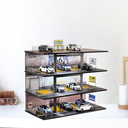 1/64 Scale Display Case 4 Layers 20 Parking Spaces Parking Garage Moldel for Diecast Toy Car Display Case with LED Light Collection Gift in Saudi Arabia