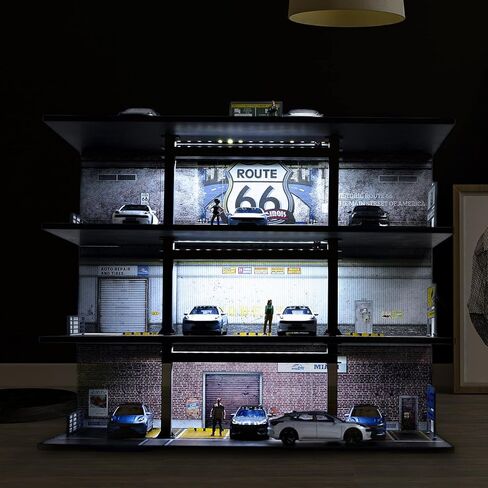 1/64 Scale Display Case 4 Layers 20 Parking Spaces Parking Garage Moldel for Diecast Toy Car Display Case with LED Light Collection Gift in Saudi Arabia