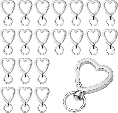 Yuomeaz 20Pcs Heart Lobster Clip, Stainless Steel Heart Clasp for Keychain, Swivel Lobsters Clasp for Key Ring, Necklace, Bag, Jewelry, DIY Craft (Silver) in Kuwait