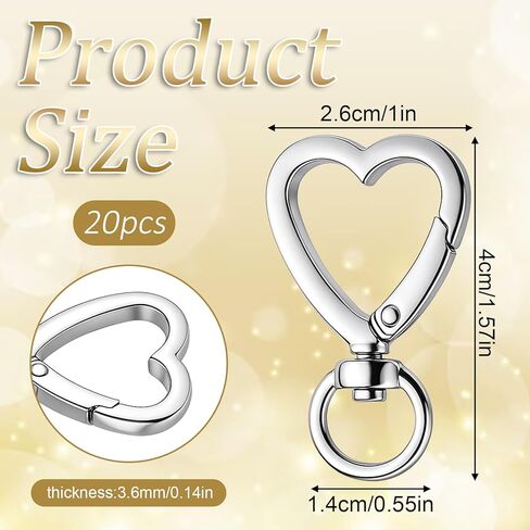 Yuomeaz 20Pcs Heart Lobster Clip, Stainless Steel Heart Clasp for Keychain, Swivel Lobsters Clasp for Key Ring, Necklace, Bag, Jewelry, DIY Craft (Silver) in Kuwait