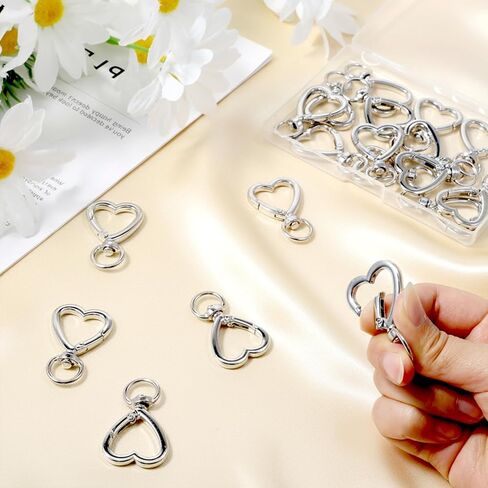 Yuomeaz 20Pcs Heart Lobster Clip, Stainless Steel Heart Clasp for Keychain, Swivel Lobsters Clasp for Key Ring, Necklace, Bag, Jewelry, DIY Craft (Silver) in Kuwait