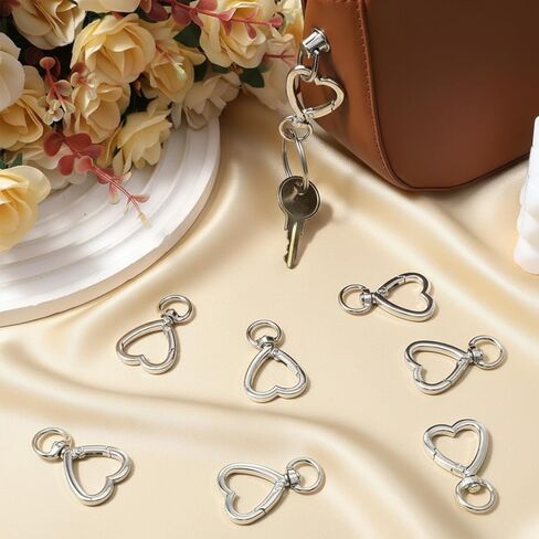 Yuomeaz 20Pcs Heart Lobster Clip, Stainless Steel Heart Clasp for Keychain, Swivel Lobsters Clasp for Key Ring, Necklace, Bag, Jewelry, DIY Craft (Silver) in Kuwait