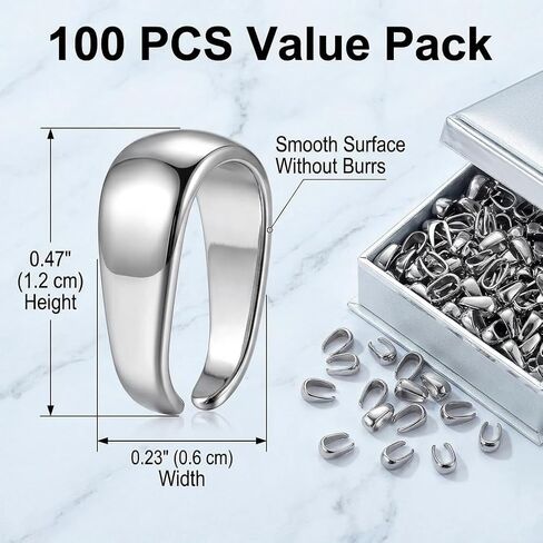 100 Pcs Pinch Clip Bail Clasp Stainless Steel Pendant Charm Connector 0.24 Inch Pendant Clasp Connector Bail Holder for Necklace Earring Jewelry Making Findings Sturdy Necklace Charm Clips in Saudi Arabia