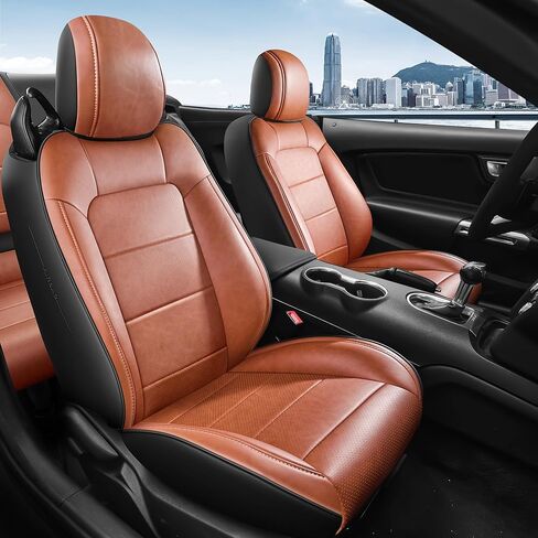 for Ford Mustang Seat Cover 2015-2026 Coupe Hardtop Nappa Leather Car Seat Cover Full Set (M-Red&Black) in Saudi Arabia