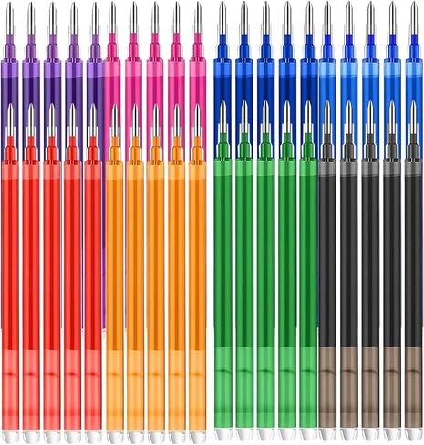 40pcs 0.7 mm Erasable Gel Ink Pen Refills Compatible with FriXion Friction, Multicolor Replaceable Medium Fine Point Refills for Erasable Pens Smooth Writing Fast Dry for School Office Home, 8 Colors in Saudi Arabia