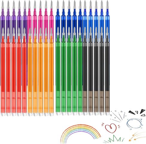40pcs 0.7 mm Erasable Gel Ink Pen Refills Compatible with FriXion Friction, Multicolor Replaceable Medium Fine Point Refills for Erasable Pens Smooth Writing Fast Dry for School Office Home, 8 Colors in Saudi Arabia