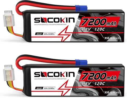 4S 7200mAh Lipo Battery 14.8V 120C Lipo Battery with EC5 Connector for Arrma Kraton RC Car RC Boat RC Racing Truck Soft Case in Kuwait