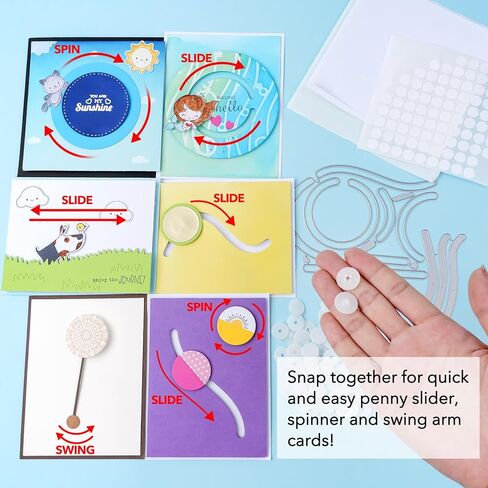 50 زوجًا من شرائح Snap'n لصنع بطاقات الذراع المتأرجحة ذات البطاقة المنزلقة؛ أقراص متشابكة مستديرة، عناصر تفاعلية سهلة، سهلة التركيب والدوران لصنع البطاقات، مشاريع الحرف الورقية ذاتية الصنع in Kuwait