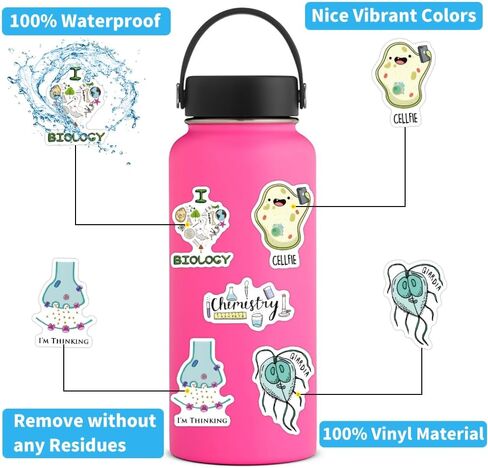120Pcs Biology Stickers Cartoon Science Aesthetics Vinyl Waterproof Decals for Adults for Birthday Party Supplies Decoration Choice for Helmet Laptop Water Bottle Journaling Scrapbooking in Saudi Arabia