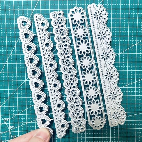 5Pcs/Set Lace Layer Borders Dies Cuts for Card Making, Flowers Strip Cutting Dies, Metal Die Cutting Mold, Scrapbooking Dies, DIY Etched Embossing Stencil for Craft in Saudi Arabia