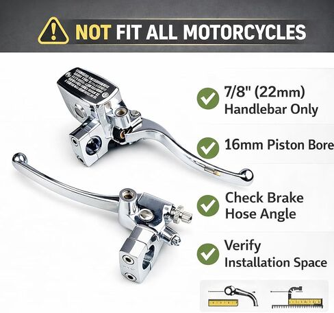 Chrome Motorcycle Brake Master Cylinder & Clutch Lever Kit for Honda Shadow VTX Models, 1" 25mm Handlebar Control Set, 16mm Piston Hydraulic Brake Pump, Left Right Lever Assembly in Saudi Arabia