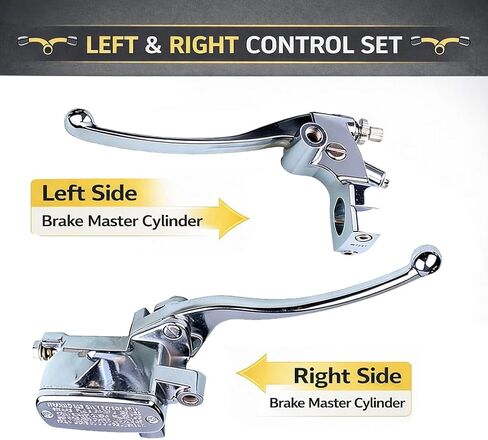 Chrome Motorcycle Brake Master Cylinder & Clutch Lever Kit for Honda Shadow VTX Models, 1" 25mm Handlebar Control Set, 16mm Piston Hydraulic Brake Pump, Left Right Lever Assembly in Saudi Arabia