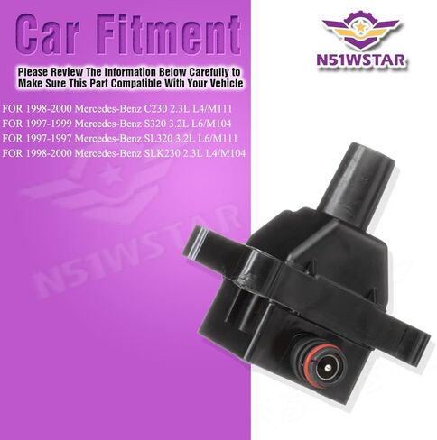 مجموعة ملف الإشعال مكونة من قطعة واحدة متوافقة مع مرسيدس بنز C230 S320 SL320 SLK230 2.3 3.2 L4 L6 M104 M111 لاستبدال 0001587503 0001500280 UF527 C1212 in Kuwait