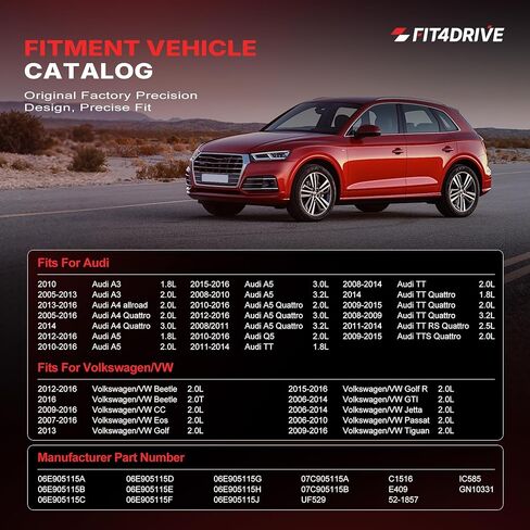 حزمة ملف الإشعال UF529 و1675 شمعات إيريديوم 4644 لسيارة Audi A3 2005-2013 A5/A5 Quattro/Q5 2010-2016، لسيارة Volkswagen/VW GTI/Jetta 2006-2014 استبدل 06E905115F C1516 IC585 52-1857 E409 in Kuwait
