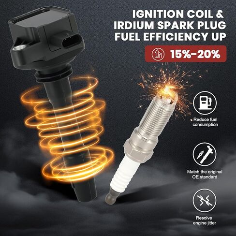 حزمة ملف الإشعال UF825 ومجموعة شمعات إشعال إيريديوم مكونة من 6 قطع متوافقة مع F-150 2018-2021، Explorer 2020-2021، Transit-150/250/350/350، 3.3L 3.5L، استبدال#،DG564،JL3Z-120 in Kuwait