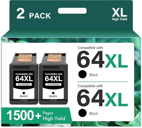 64XL 64 Black Ink Cartridge for HP Printers Replacement for HP Ink 64 XL for Envy Photo 7855 7858 7155 7800 7100 6255 7164 Tango Envy Inspire 7900e 7200e 7255e 7955e Series 2-Pack in Kuwait