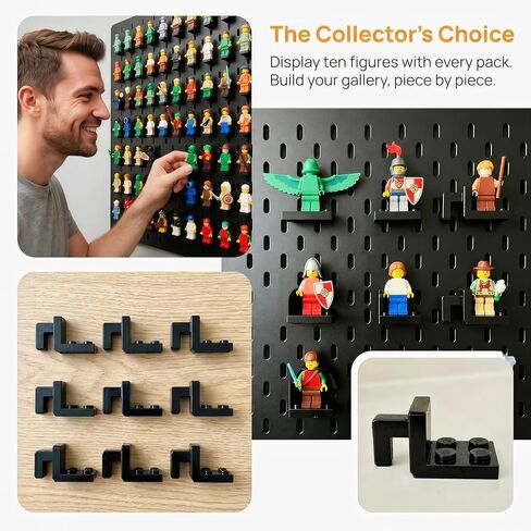 حوامل عرض شخصيات صغيرة من Pegboard، 10 عبوات من حوامل الشخصيات الصغيرة المثبتة على الحائط، متوافقة مع لوحات Pegboard IKEA SKADIS وجميع الأشكال الصغيرة القياسية، لا تحتاج إلى تجميع، مثالية لعرض وتخزين مجموعة الأشكال الصغيرة in Kuwait