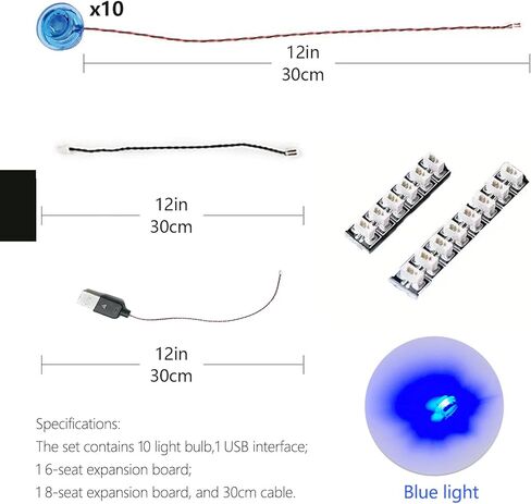 10 PCS LED Dot Lighting Kit for Lego Building Blocks - USB Powered DIY LED Light Accessories, Compatible with Lego Models (Blue) in Kuwait