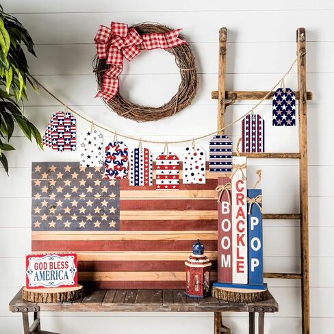 50 PCS 4th of July Gift Tags,Red Blue White Present Hanging Tags Patriotic USA Flag Stars Stripes Paper Labels Thank You Gift Wrapping Tags for July 4th Independence Memorial Veterans Day DIY Decor in Kuwait