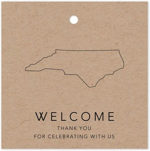 بطاقات هدايا لحفلات الزفاف من Andaz Press OOT Out of Town، مربعة 2 بوصة، بني كرافت، مينيسوتا، مرحبًا، شكرًا لك على الاحتفال معنا، 24 حزمة in Kuwait
