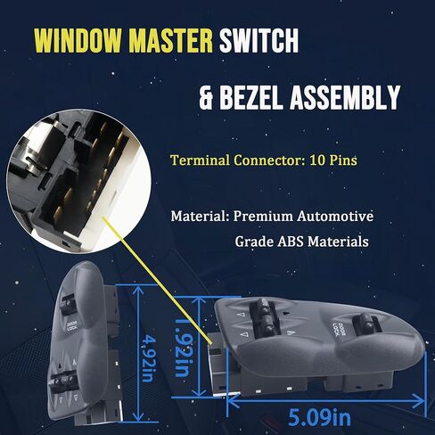 56021912AB Master Power Window Switch & Bezel Assembly Compatible with Dodge Ram 1500 2500 3500 1998-2002, Compatible with Dodge Dakota 1998-2000 Replace# 901-440 DS-1230 56021912AA in Saudi Arabia