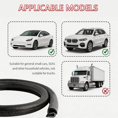 2PCS 2.62Ft Car Door Weather Stripping Rubber - Car Door Seal Strip for Noise Reduction, Dustproof B Pillar Seals, U-Shape Thickened Car Door Seal Strip Rubber Edge Trim in Saudi Arabia