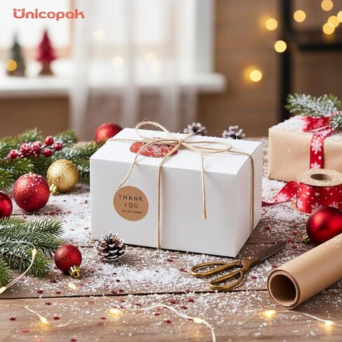 UnicoPak 10 عبوات 6x4.5x4.5 علب هدايا مع أغطية للهدايا، علب هدايا بيضاء للزينة، والشموع، والأكواب، والحرف اليدوية، والحلوى، مثالية للأعمال المنزلية في حفلات أعياد الميلاد وعيد الميلاد in Kuwait