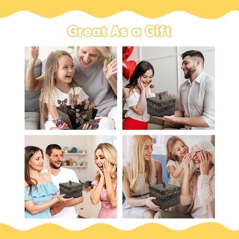 WCHOSOZH Surprise Explosion Gift Box with 4Pcs Flying Butterflies, Exploding Gifts Box with Congratulation Card, Butterflybirthday Surprise Boxes for Birthday Wedding Anniversaries Party Mothers Day(Black) in Saudi Arabia