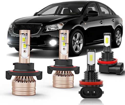 For Chevy Cruze 2011 2012 2013 2014 2015 Bulb Light Combo,9008/H13 H8 Fog Light Bulbs,6000K White,500% Brightness,9008 Light Bulbs,70W,4 Pack in Saudi Arabia