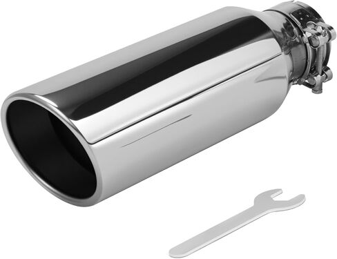 3.5 Inch Inlet Exhaust tip 5" Inch Outlet 12" Long Clamp On Stainless Steel Exhaust Tailpipe Tip for Truck Polished (3.5'' x 5'' x 12'') in Saudi Arabia