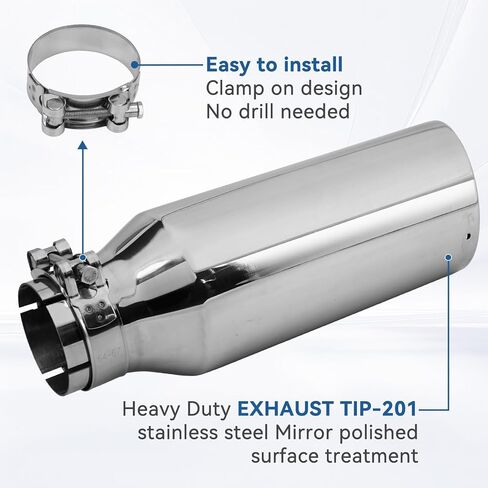 3.5 Inch Inlet Exhaust tip 5" Inch Outlet 12" Long Clamp On Stainless Steel Exhaust Tailpipe Tip for Truck Polished (3.5'' x 5'' x 12'') in Saudi Arabia