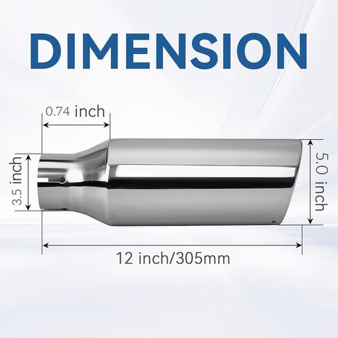 3.5 Inch Inlet Exhaust tip 5" Inch Outlet 12" Long Clamp On Stainless Steel Exhaust Tailpipe Tip for Truck Polished (3.5'' x 5'' x 12'') in Saudi Arabia