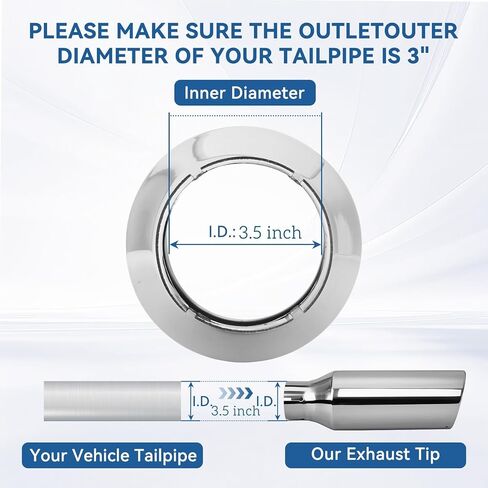3.5 Inch Inlet Exhaust tip 5" Inch Outlet 12" Long Clamp On Stainless Steel Exhaust Tailpipe Tip for Truck Polished (3.5'' x 5'' x 12'') in Saudi Arabia