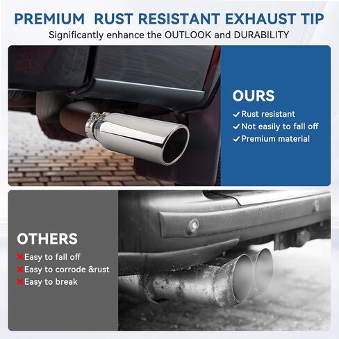 3.5 Inch Inlet Exhaust tip 5" Inch Outlet 12" Long Clamp On Stainless Steel Exhaust Tailpipe Tip for Truck Polished (3.5'' x 5'' x 12'') in Saudi Arabia