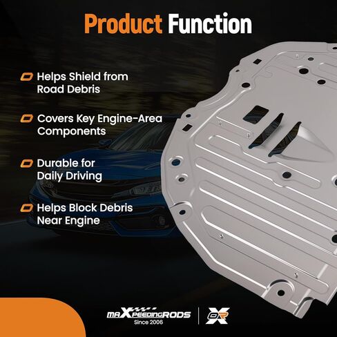 maxpeedingrods Engine Splash Shield لسيارة Honda Civic 1.5L 2.0L 2022، لوحة غطاء درع أسفل السيارة، واقي دفقة المحرك 74111T20A0، واقي علبة المحرك من الألومنيوم 74111-T20-A0 in Kuwait