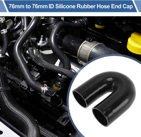 ACROPIX 76mm / 3'' Inch ID 180 Degree U Bend Shape Silicone Elbow Coupler Hose Black Car Coolant Tube Universal 4-Ply Reinforced Rubber Tubing Intake Boots in Kuwait