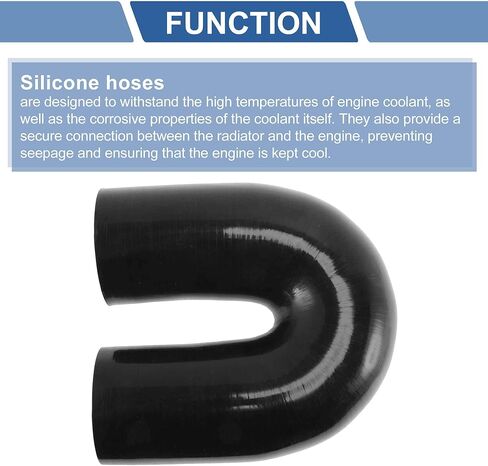 ACROPIX 76mm / 3'' Inch ID 180 Degree U Bend Shape Silicone Elbow Coupler Hose Black Car Coolant Tube Universal 4-Ply Reinforced Rubber Tubing Intake Boots in Kuwait