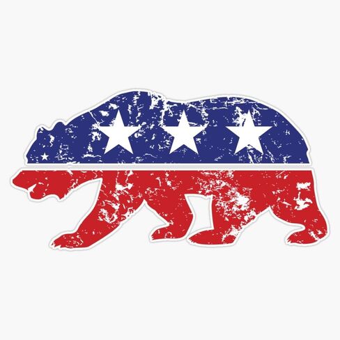 California Republican Bear Distressed Plain Sticker Vinyl Decal Bumper Sticker 5" in Kuwait