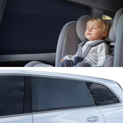 Nmoiss Car Window Shades for Baby[Ice Crystal Cooling Layer](2 Pack) UV-Blocker Cling Sun Shade 99% UV Protection Fit SUV/Sedan/Minivan | Roll Windows Down, Privacy Safe Medium in Saudi Arabia
