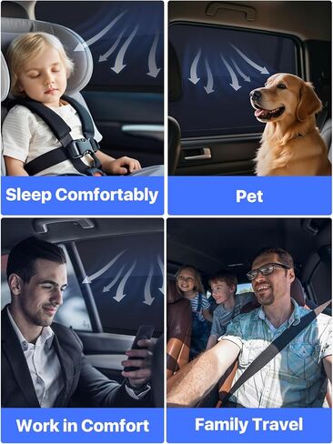 Nmoiss Car Window Shades for Baby[Ice Crystal Cooling Layer](2 Pack) UV-Blocker Cling Sun Shade 99% UV Protection Fit SUV/Sedan/Minivan | Roll Windows Down, Privacy Safe Medium in Saudi Arabia