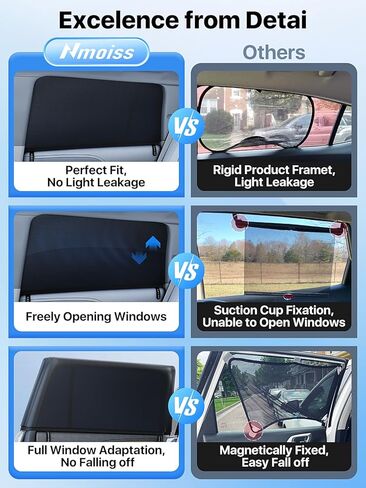 Nmoiss Car Window Shades for Baby[Ice Crystal Cooling Layer](2 Pack) UV-Blocker Cling Sun Shade 99% UV Protection Fit SUV/Sedan/Minivan | Roll Windows Down, Privacy Safe Medium in Saudi Arabia